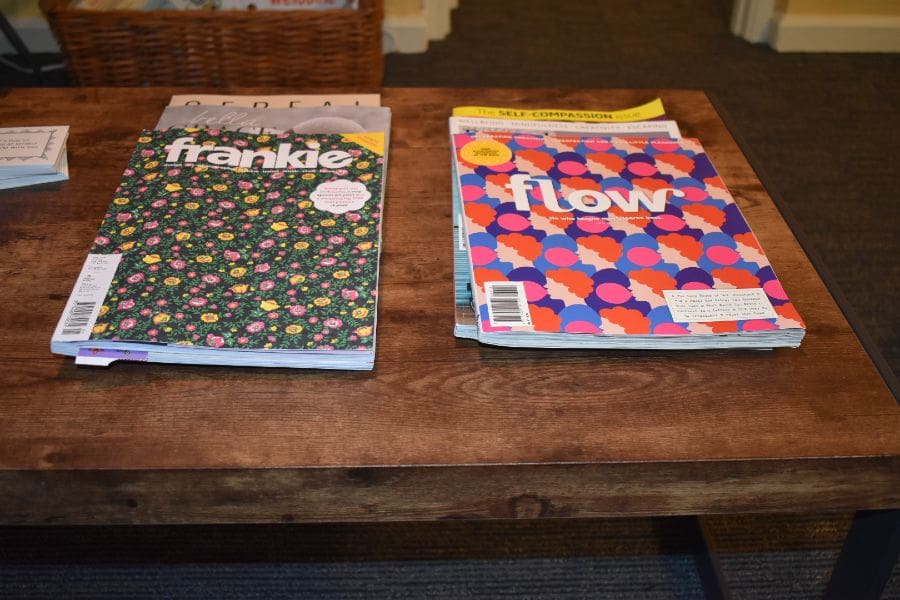 Magazines on a table at Lisa's practice